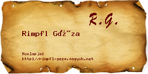 Rimpfl Géza névjegykártya